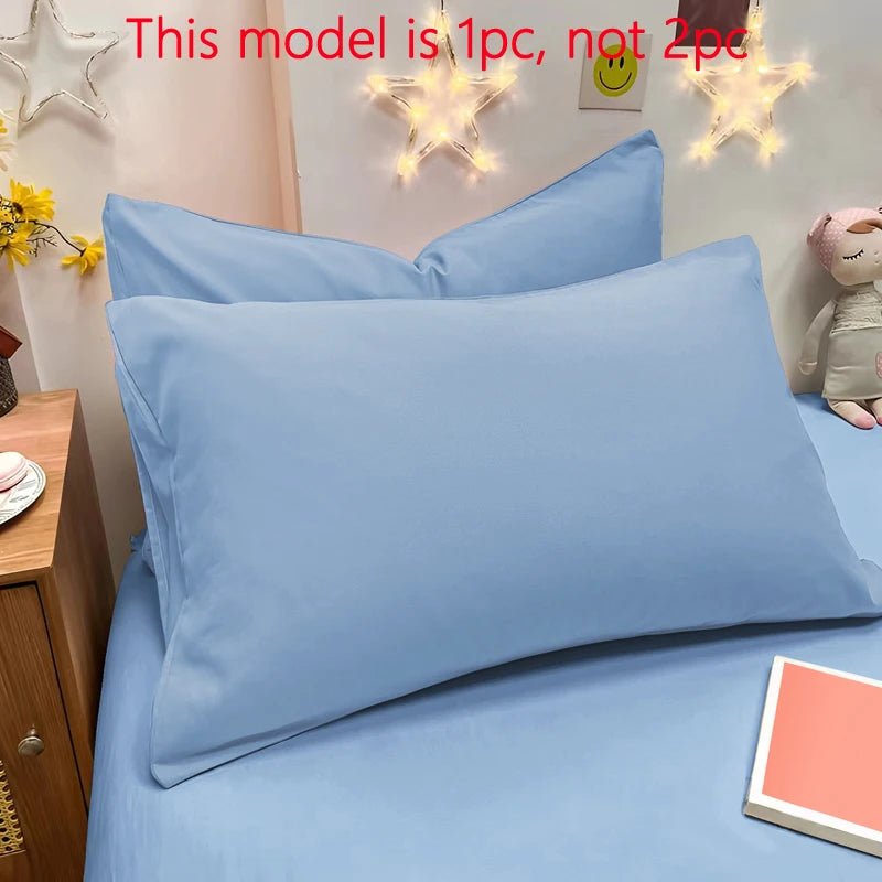 Matte Solid Color Pillowcase - Soft Pocket Sealed Bedroom Bedding Cover