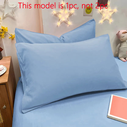 Matte Solid Color Pillowcase - Soft Pocket Sealed Bedroom Bedding Cover