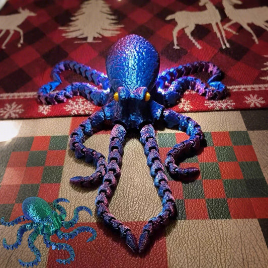 3D Printed Flexible Octopus Fidget Toy - Movable Joint Ocean Animal Desk Ornament and Kids Gift Decor