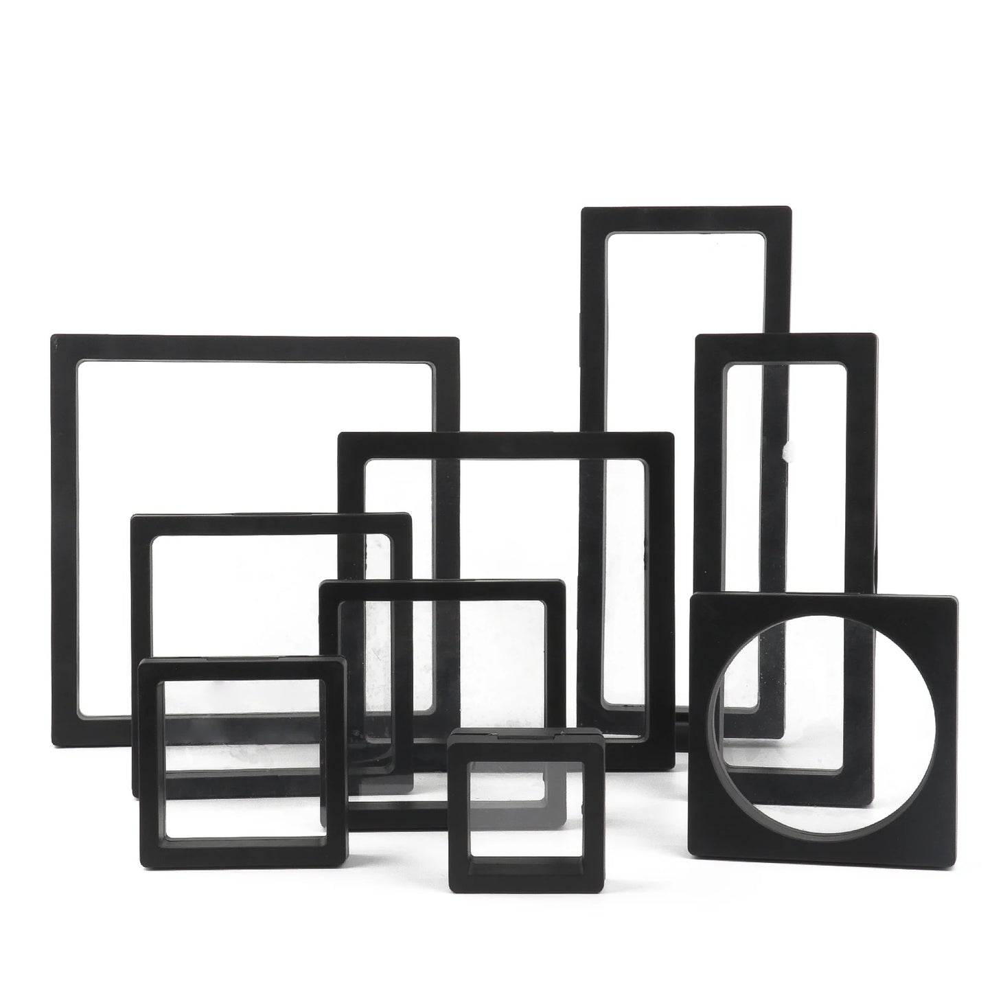 Black 3D Floating Display Case Frame – Free-Stand Suspension Membrane Jewelry Storage Box for Rings, Earrings & Necklaces