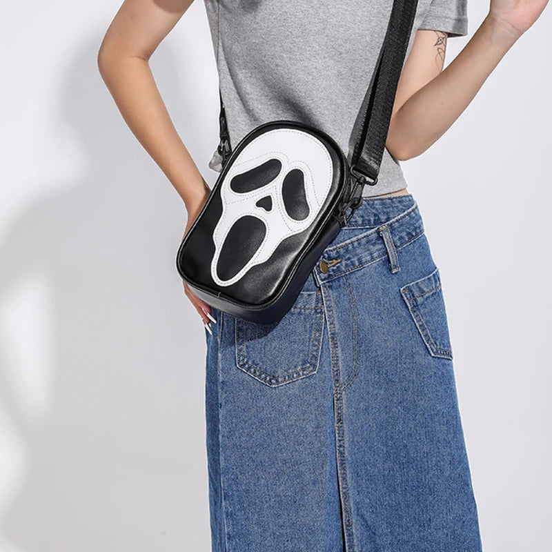 Halloween Ghost Crossbody Bag — Skull Shoulder Bag for Women & Girls, Y2K Punk Hiphop Skeleton Handbag