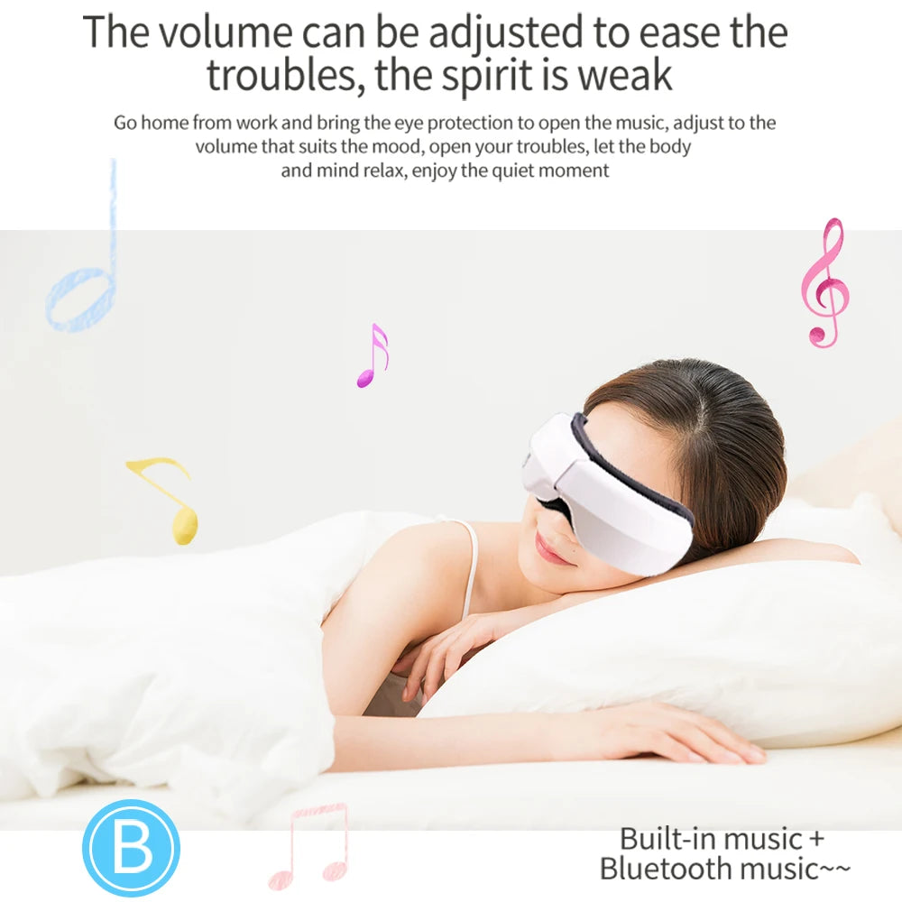 6D Smart Eye Massager — Vibration & Hot Airbag Compress, Bluetooth Music Eye Massage Glasses for Relaxation & Fatigue Relief