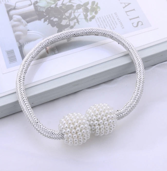 Pearl Magnetic Curtain Tiebacks – Decorative Ball Buckle Clips for Elegant Curtain Holders, 1–2 Pieces