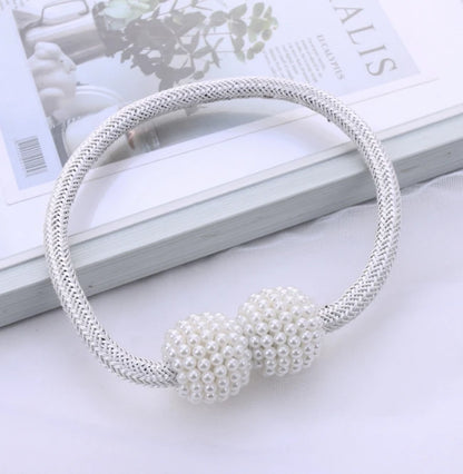 Pearl Magnetic Curtain Tiebacks – Decorative Ball Buckle Clips for Elegant Curtain Holders, 1–2 Pieces