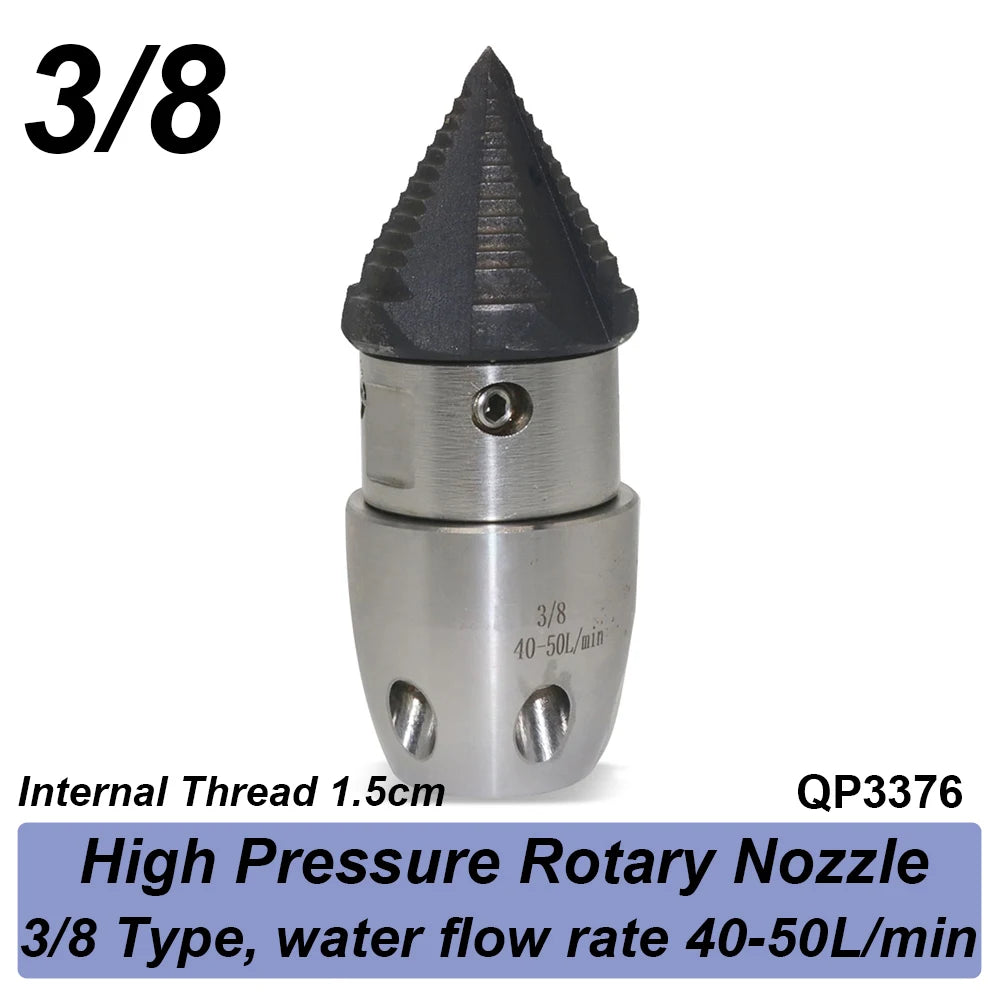 High Pressure Rotating Nozzle 1/2 M22 & 3/8 – Sewer & Sludge Cleaning Water Gun Nozzle for Pressure Washing