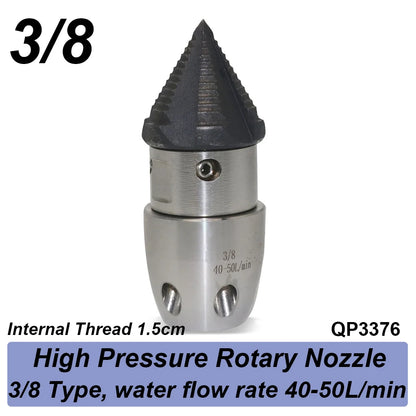 High Pressure Rotating Nozzle 1/2 M22 & 3/8 – Sewer & Sludge Cleaning Water Gun Nozzle for Pressure Washing