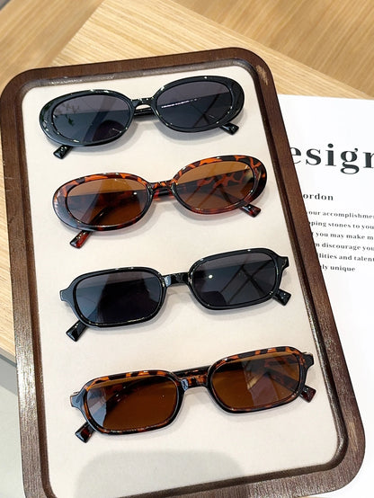 Fashionable Mixed Glasses Set - Chic Black & Tortoiseshell Oval Eyewear for Women Daily Wear