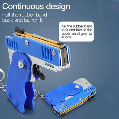 Mini Metal Gun Keychain – Folding Pistol Toy for Kids, Car Styling & Outdoor Gift