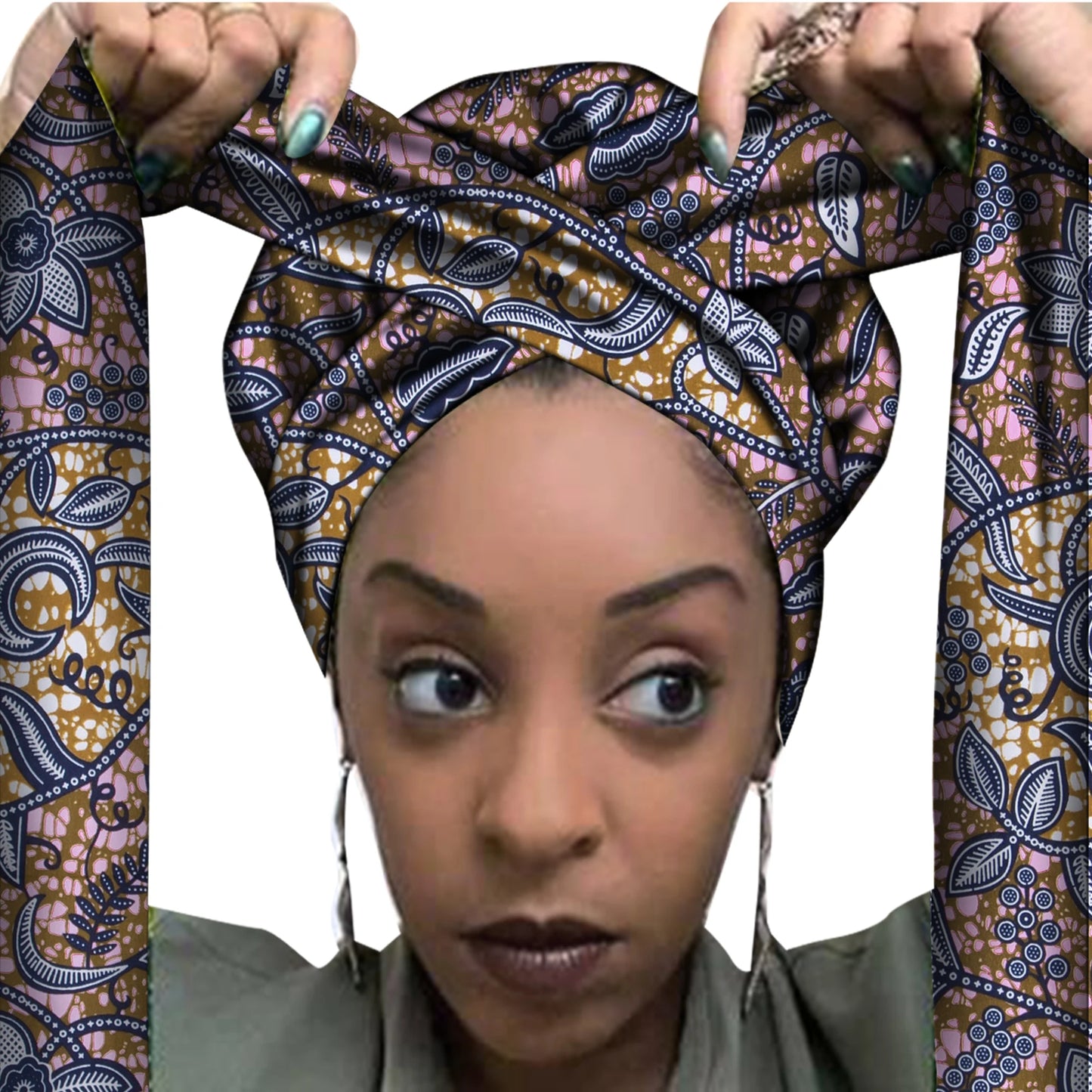 African Print Bonnet with Long Ribbon - Large Size Ankara Hair Wrap Cap for Women, Single Layer Head Cover