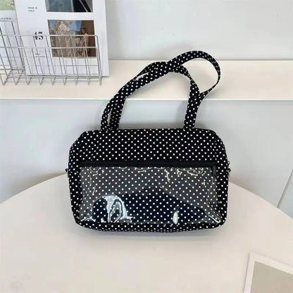 Y2K Anime Ita Shoulder Bag - Transparent Polka Dot Tote with Large Capacity DIY Display