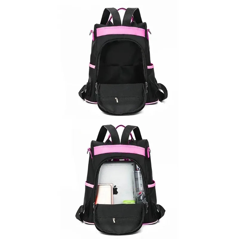 Oxford Fabric Large Capacity Backpack - Multi-Layer Storage, Solid Color Fashion Backpack for Women
