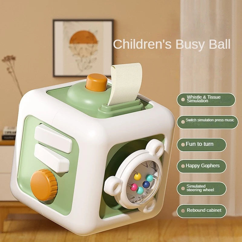 6-in-1 Montessori Sensory Busy Board – Educational Fidget Toy Drawer Cube for Baby Skill Development, Girls & Boys
