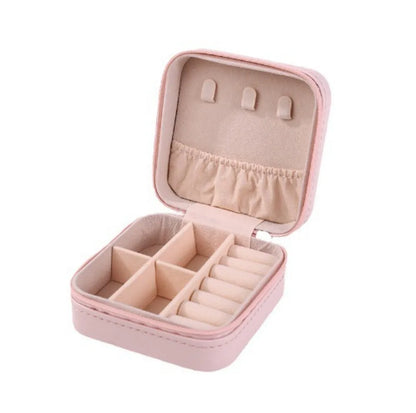 Portable Mini Jewelry Storage Box – Travel Organizer Case for Earrings, Necklace, Rings, Leather Jewelry Display Case