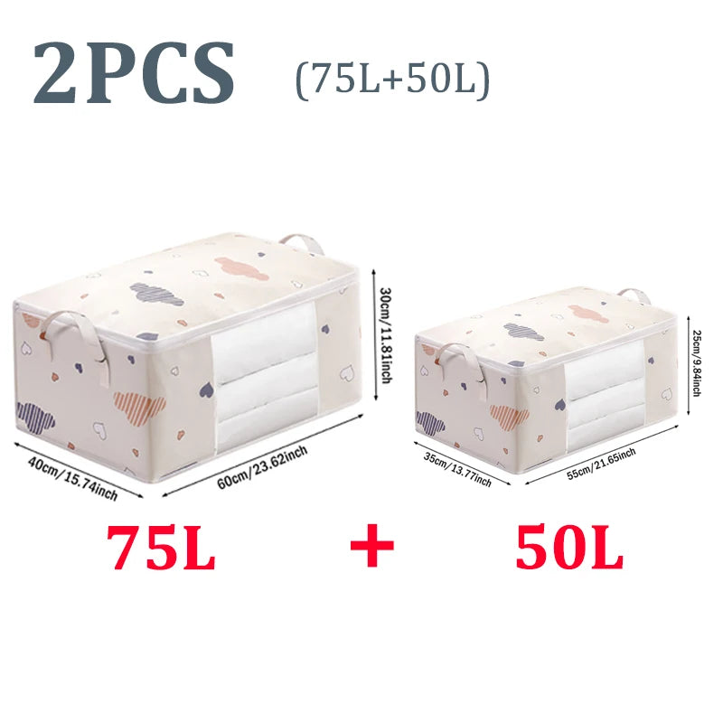 Big Capacity Storage Bag – 4/2/1PCS Moisture & Dust-Proof Organizer for Quilts, Clothes, Duvets, Blankets, and Luggage