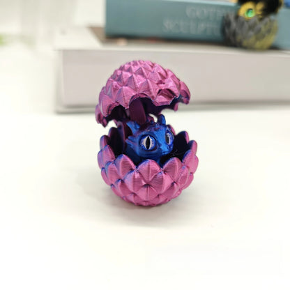 3D Printed Dragon Egg Figures – Mini Dragon Fidget Toy with Simulation Eyes, Desktop Decor & Kids Gift