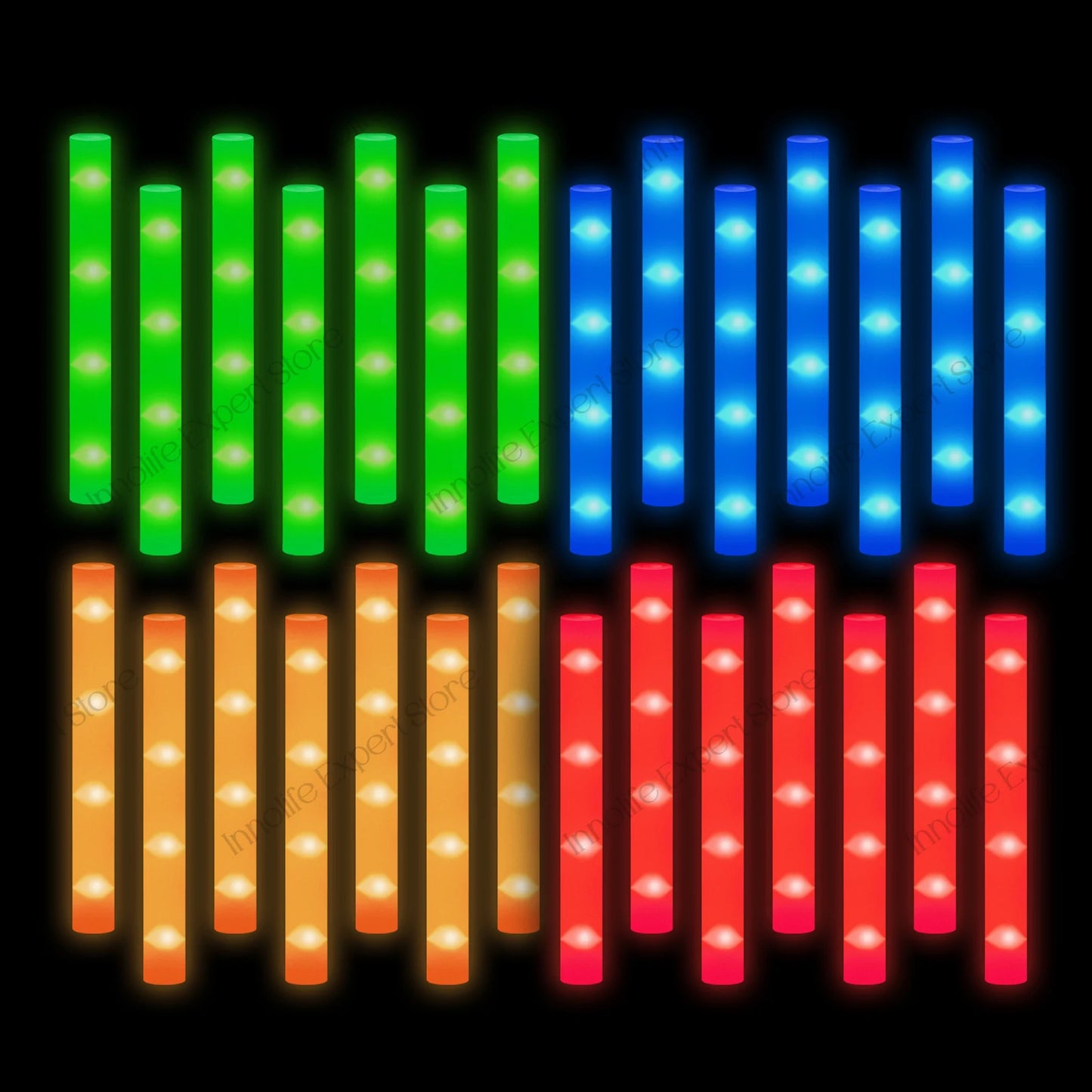 400-30PCS LED Foam Glow Sticks – 3 Modes Party Supplies for Weddings, Birthdays, Concerts, Halloween & Christmas
