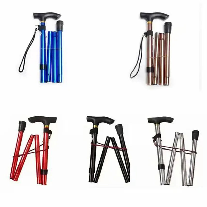 Outdoor Mountaineering Trekking Poles — 5-Section Telescopic Aluminum Alloy Folding Cane for Hiking & Climbing