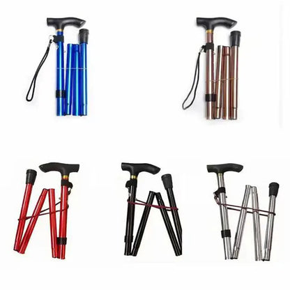 Outdoor Mountaineering Trekking Poles — 5-Section Telescopic Aluminum Alloy Folding Cane for Hiking & Climbing