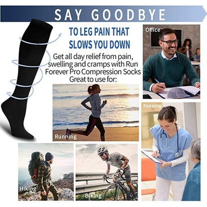 3 Pairs Knee High Compression Socks – Anti-Fatigue Support Stockings for Varicose Veins, Pain Relief & Sports Recovery (Men & Women)