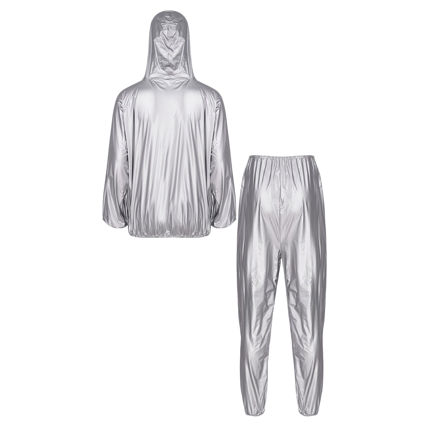 Unisex PVC Sauna Suit — Long Sleeve Top & Elastic Waistband Pants for Men & Women, Slimming Fitness Workout Outfit