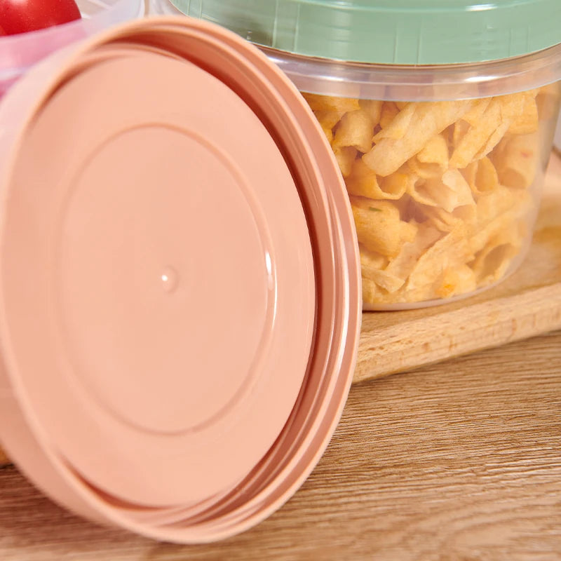 8Pcs 500ml Food Storage Containers - Round Sealed Fresh Keeping Boxes for Refrigerator, Fruits, Snacks & Microwave Heating