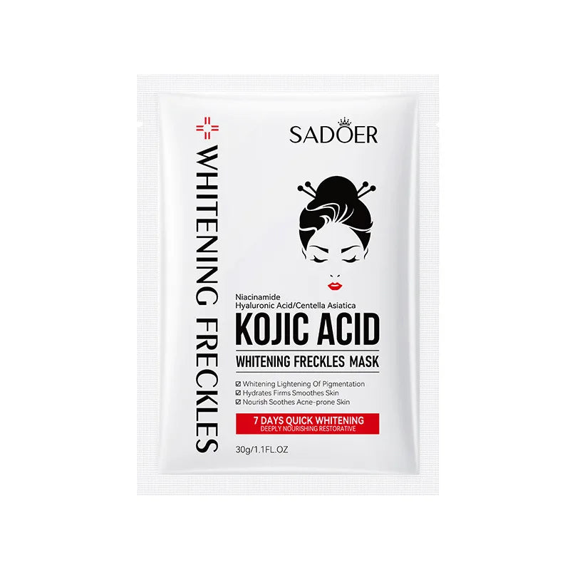 10pcs SADOER Kojic Acid Facial Sheet Masks — Moisturizing, Brightening & Hydrating Skincare
