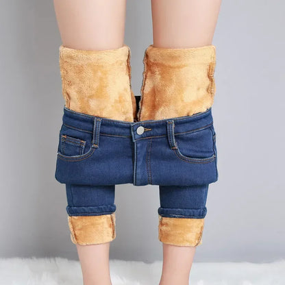 Women’s Thermal Fleece Jeans – Winter Warm Thickened Skinny Velvet Pants