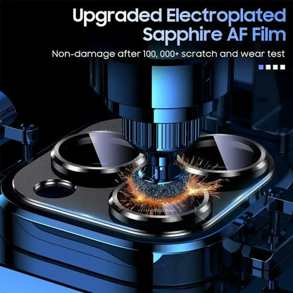 Titanium Black Camera Lens Protector - Metal Glass Cover for iPhone 13 to 15 Pro Max