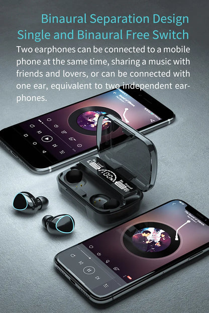 M10 Wireless Earbuds – High-Quality Bluetooth Headset for Sports, Gaming & Music with Built-in Power Bank