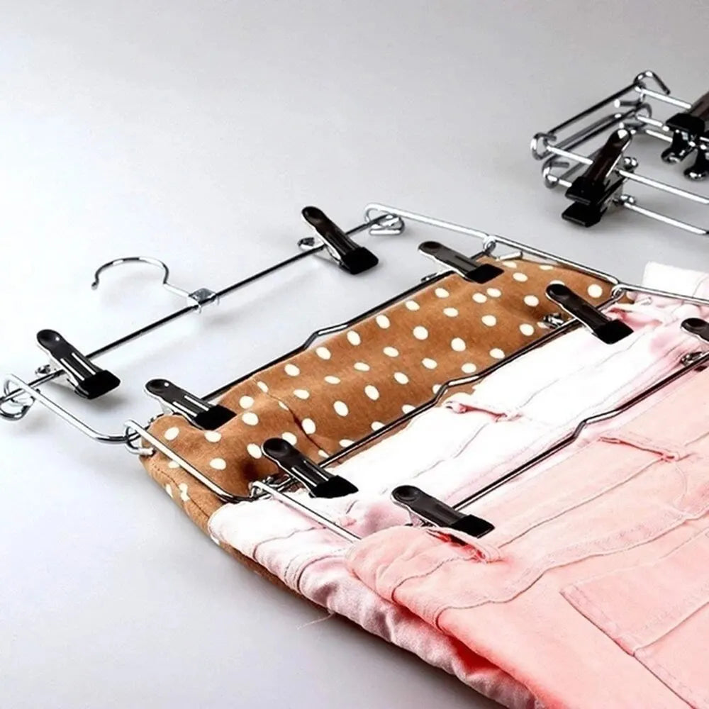 Multi-Functional Folding Multi-Layer Pants Rack – Anti-Slip Seamless Wardrobe Hanger for Home Storage