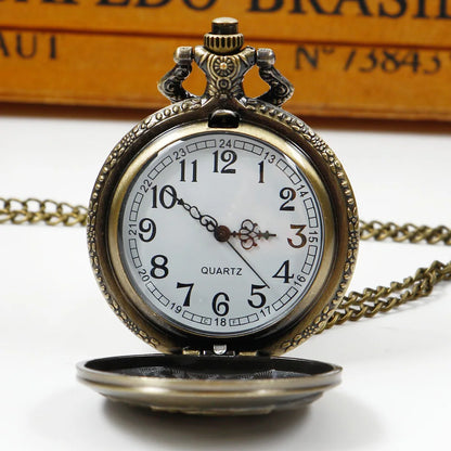 Wolf Head Pocket Watch - 3D Carved Quartz FOB Watch with Arabic Numerals for Men