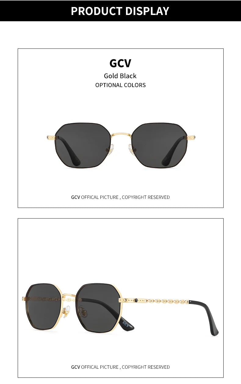 GCV Classic Retro Women's Rectangular Sunglasses — Metal Frame with Polaroid Lenses