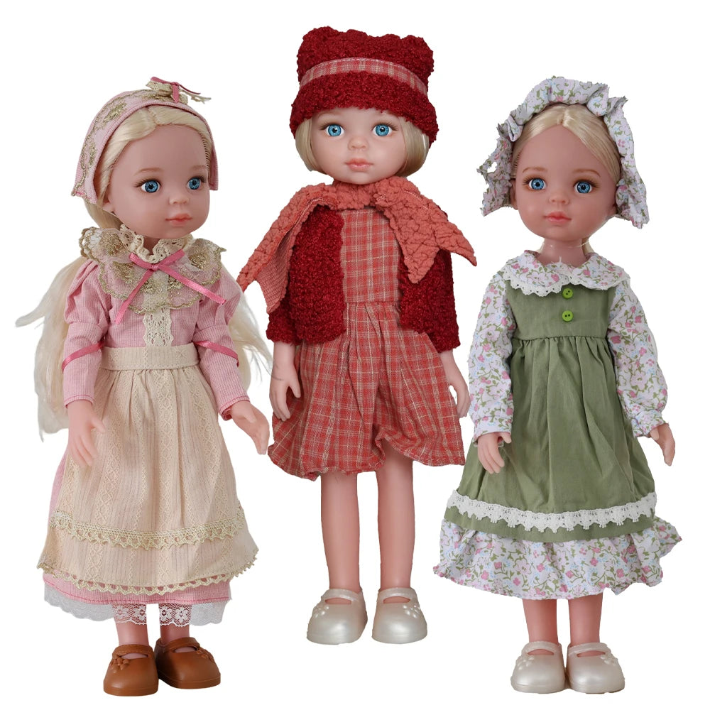 13-Inch Lifelike Girl Doll – Movable Figure with Clothes & Shoes, Realistic Toy Birthday Gift