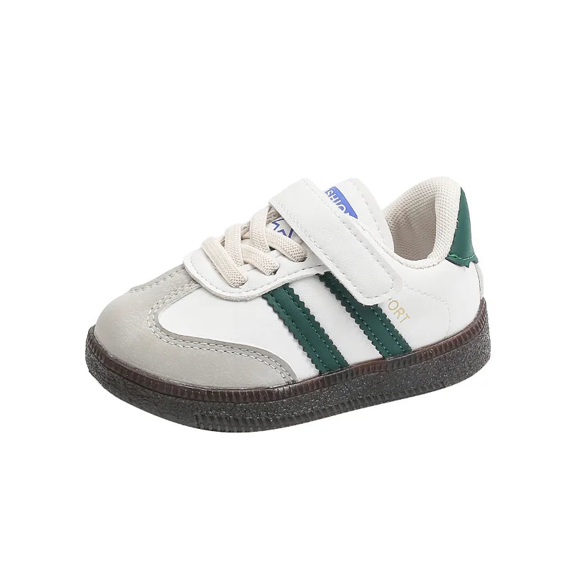 Toddler & Kids White Sneakers — Fashionable Non-Slip Walking Shoes for Boys & Girls, Breathable Outdoor Sport Casual Shoes
