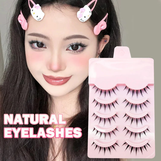 Manga Style Soft Natural False Eyelashes Wispy Thick Daily Wear Makeup Lashes
