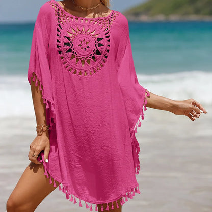 Women’s Crochet Bikini Cover Up Dress – Sexy Summer Beachwear Swimsuit Shirt Cover-Up