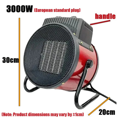 3000W Portable Electric Space Heater - Adjustable Thermostat, 2 Heat Settings, Fan Mode & Tip-Over Protection