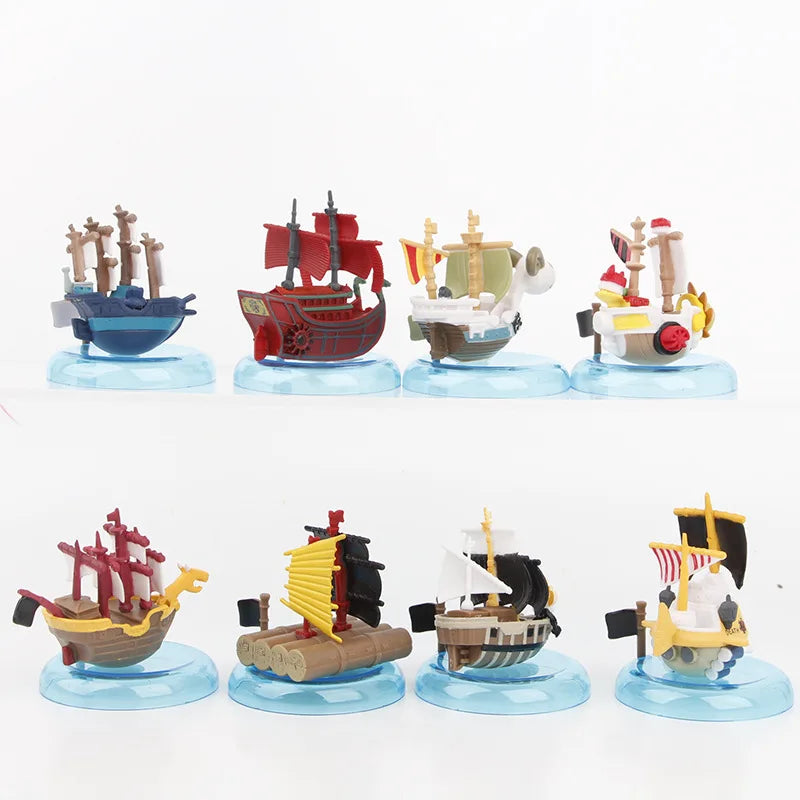 One Piece Anime Mini Figures Set - 8PCS Luffy Zoro Sanji Pirate Ship PVC Action Figures Collectible Toys Gift