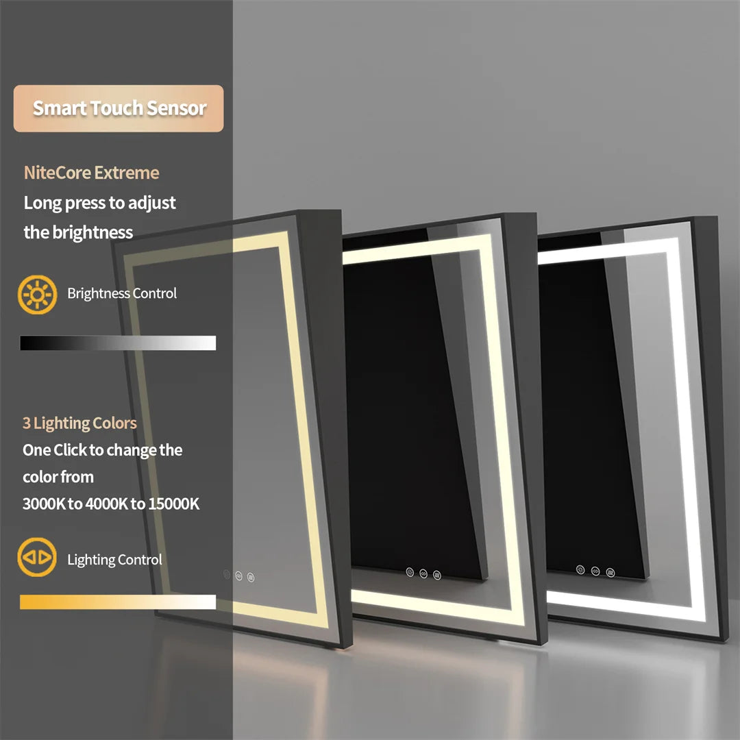 LUVODI LED Tilt Bathroom Mirror – Wheelchair Accessible Anti-Fog Barrier-Free Mirror with 3-Color Lights