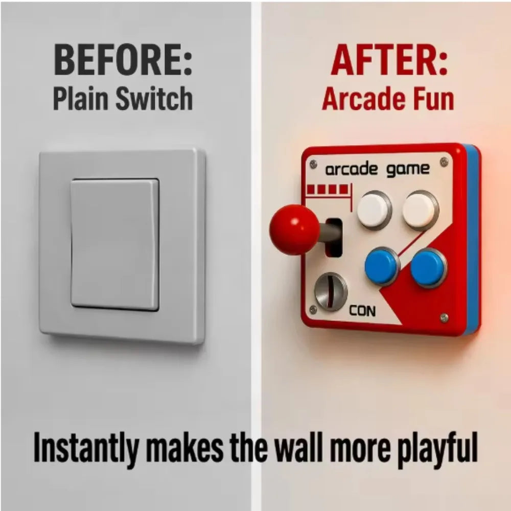 Retro Arcade Joystick Switch Plate Cover - 3D Printed Gaming Room Wall Decor