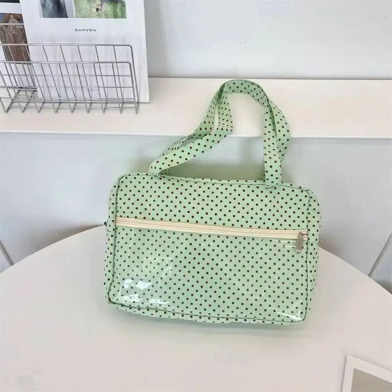 Y2K Anime Ita Shoulder Bag - Transparent Polka Dot Tote with Large Capacity DIY Display