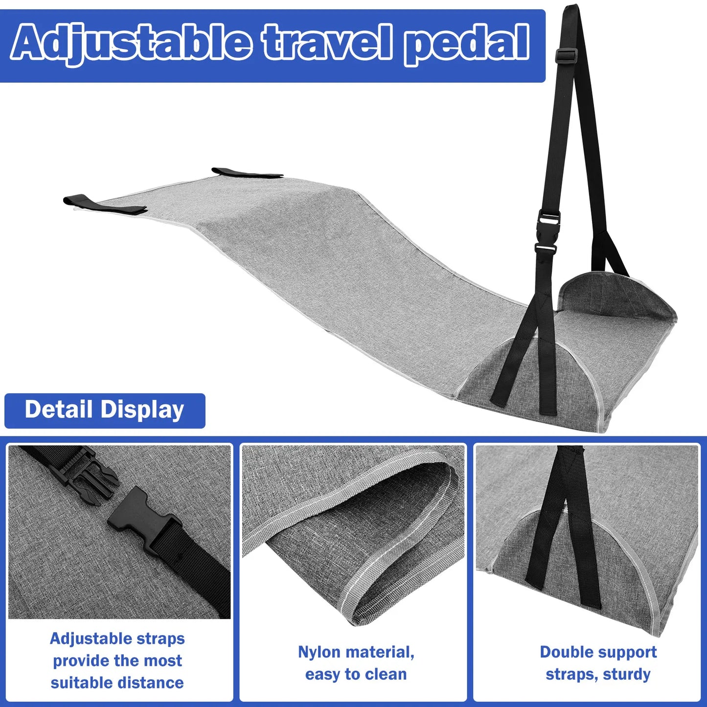 Portable Airplane & Travel Foot Rest Hammock – Adjustable Footrest for Plane, Train, Car, Office