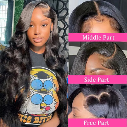 13x4/13x6 Body Wave Transparent Lace Front Wig – HD Bling Hair, 180% Density Human Hair, 4x4 Lace Closure for Women