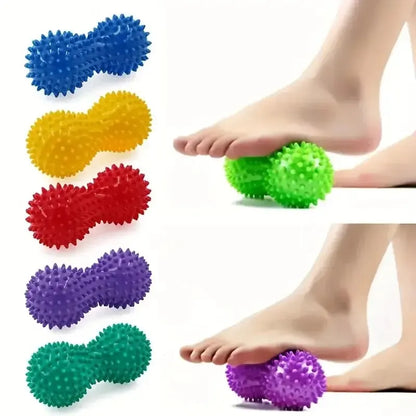 Peanut Massage Spiky Ball for Muscle Pain Relief, Foot Massager & Stress Relief Roller for Plantar Fasciitis