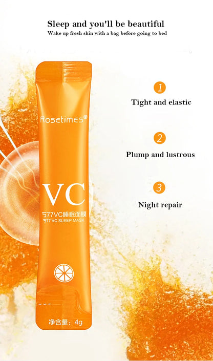 30pcs Vitamin C Sleeping Masks – Disposable Moisturizing, Firming, and Rejuvenating No-Wash Facial Mask for Skin Care