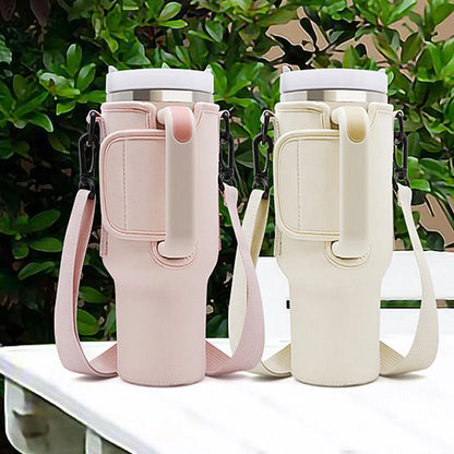 Nuovoware 40oz Water Bottle Carrier Bag: Adjustable Shoulder Strap Holder for Stanley Quencher Mug - Outdoor Travel Companion