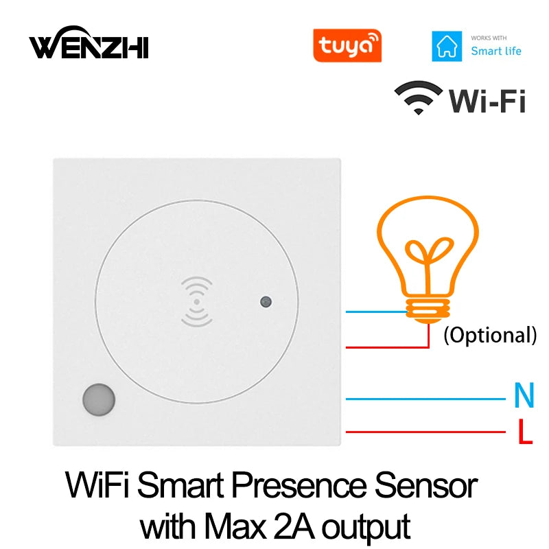 Zigbee & WiFi 24G Motion Sensor Switch – Smart Light Presence Detector with Brightness & Distance Radar, Tuya Smart Life Compatible