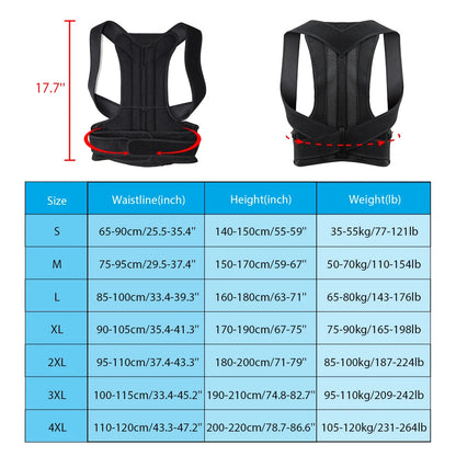 Adjustable Back Brace Posture Corrector – Lumbar & Shoulder Support Belt for Men & Women, Improve Scoliosis