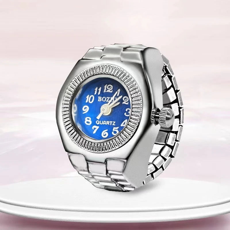 Creative Ring Watch - Alloy Finger Ring with Circular Dial for Men & Women