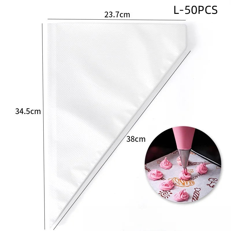 100/50/20pcs Disposable Piping Bags – Pastry Icing Bags for Cake, Cream, and Fondant Decorating Baking Tools